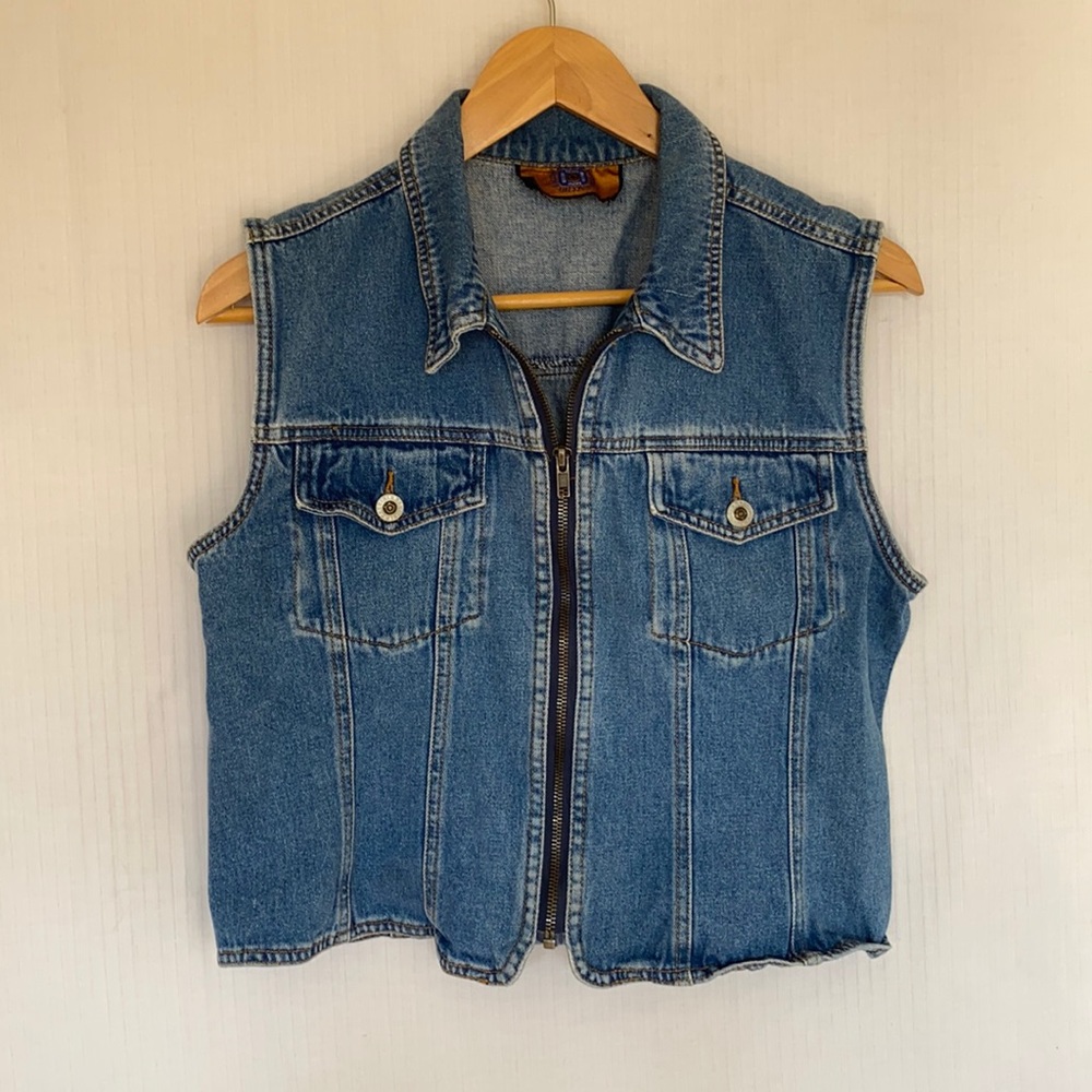 Vintage Baccini denim zip front vest